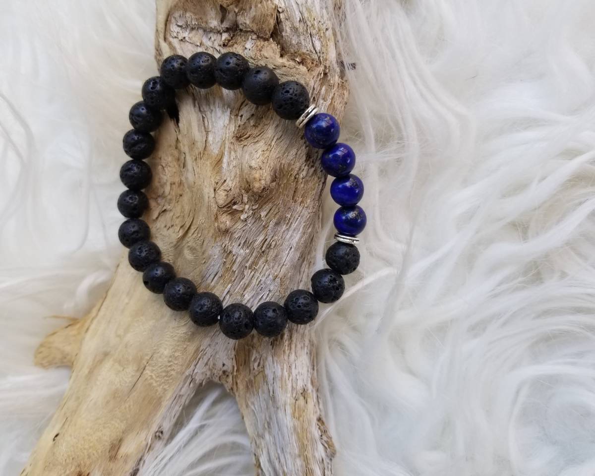 Volcanic Lavastone and Lapis Lazuli Bracelet - Lauren Candice Designs